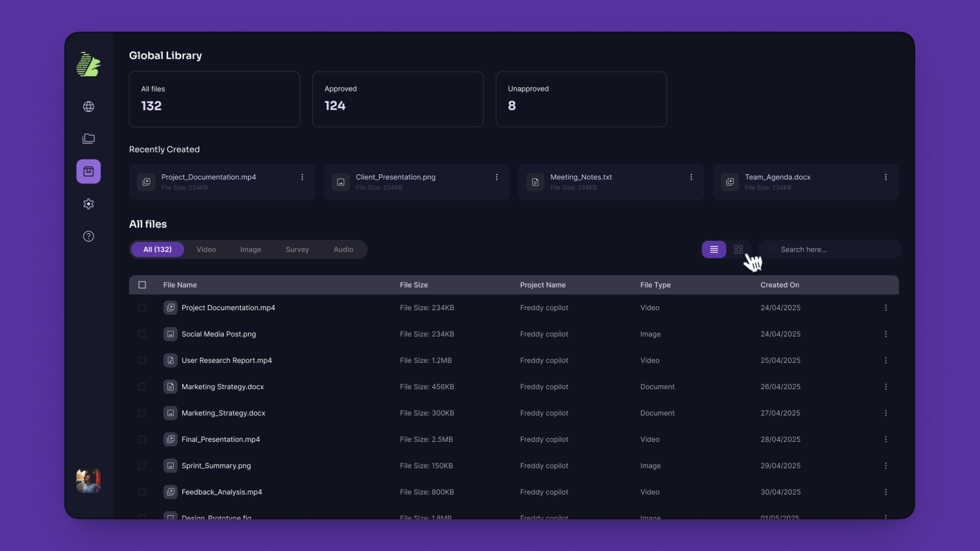 Global library landing page